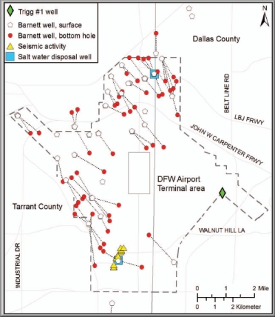 DFW International Airport gas well map