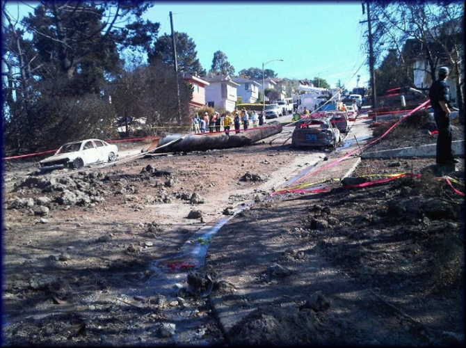 San Bruno Creedmoor residential neighborhood after pipeline explosion, 2010